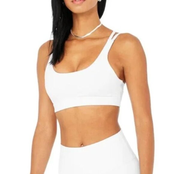 ALO Yoga Airbrush Suspension Bra Size L White EUC - Picture 11 of 12